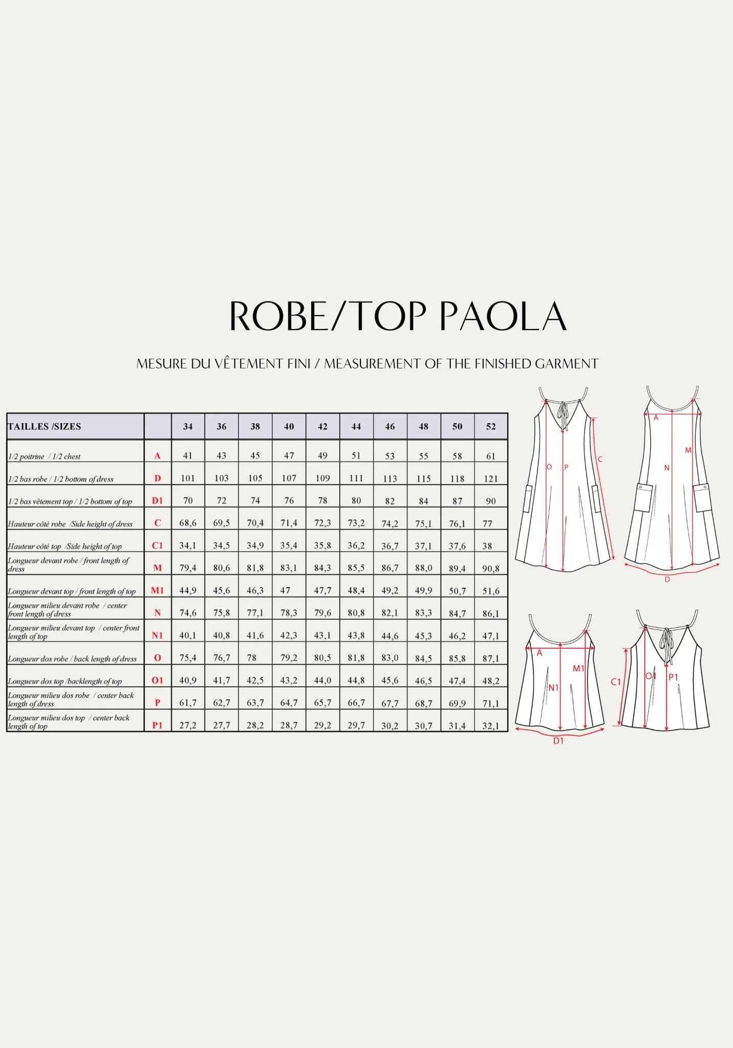 Patron couture robe Paola / PDF (A4, A3, A0, US Letter) - Cadres, Calques par Taille, Vidéoprojection - Image 3