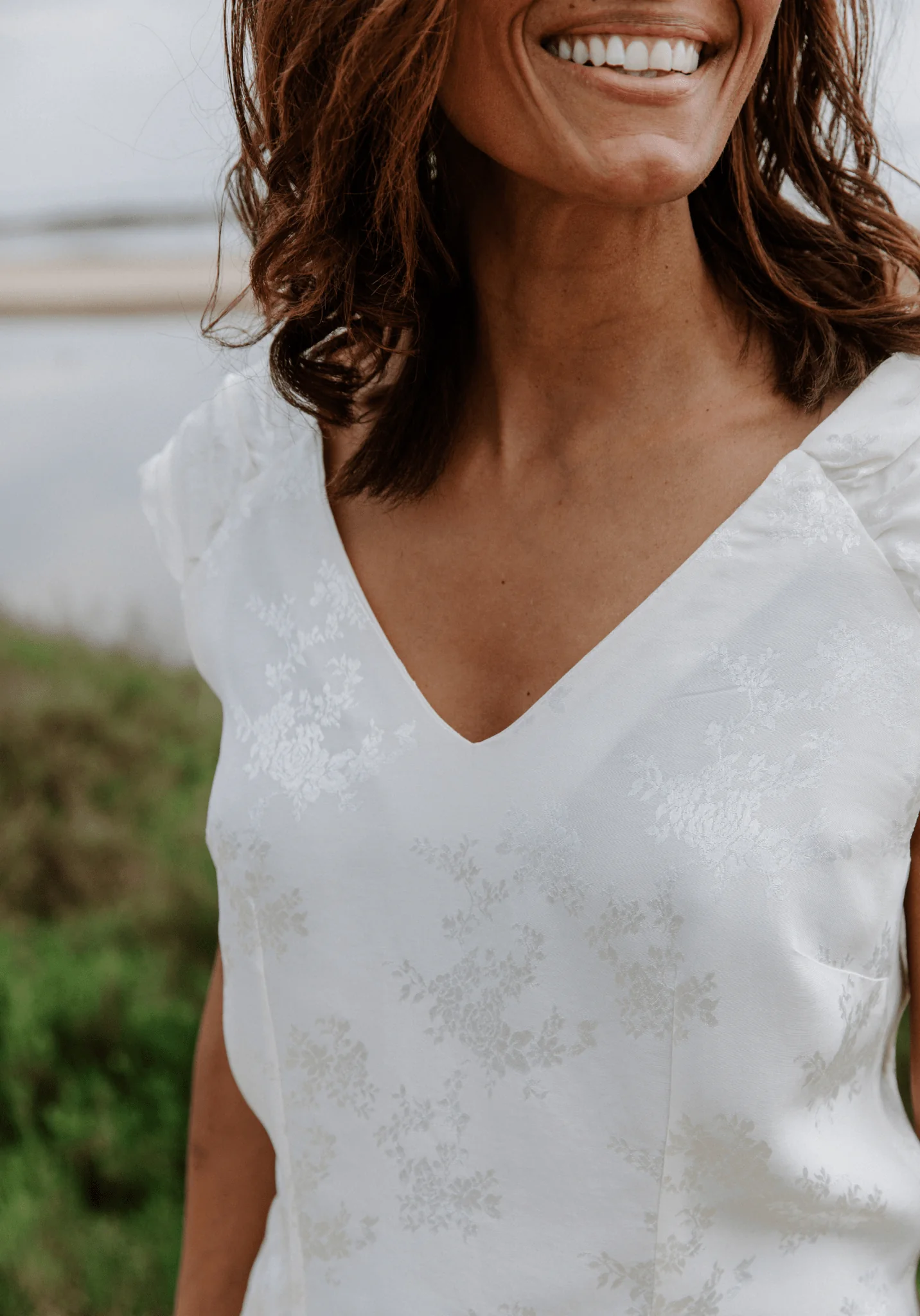 COUPON 90CM - Tissu jacquard de viscose Poésie - Blanc - Image 3
