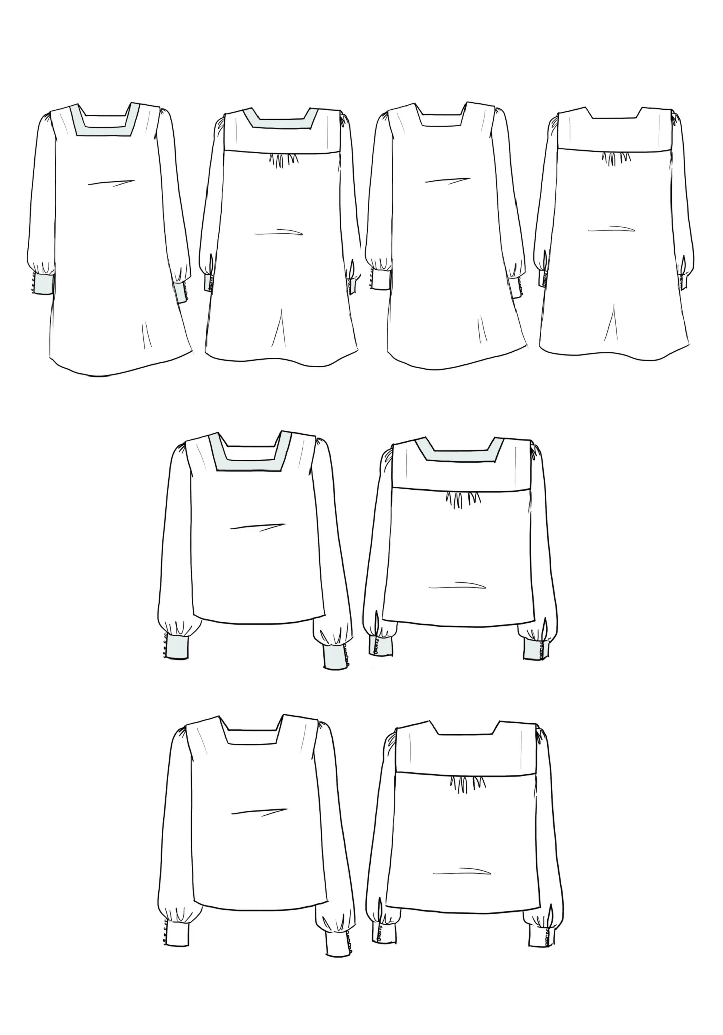 Patron couture robe, blouse Lauren / PDF (A4, A3, A0, US Letter) - Cadres, Calques par Taille, Vidéoprojection - Image 2